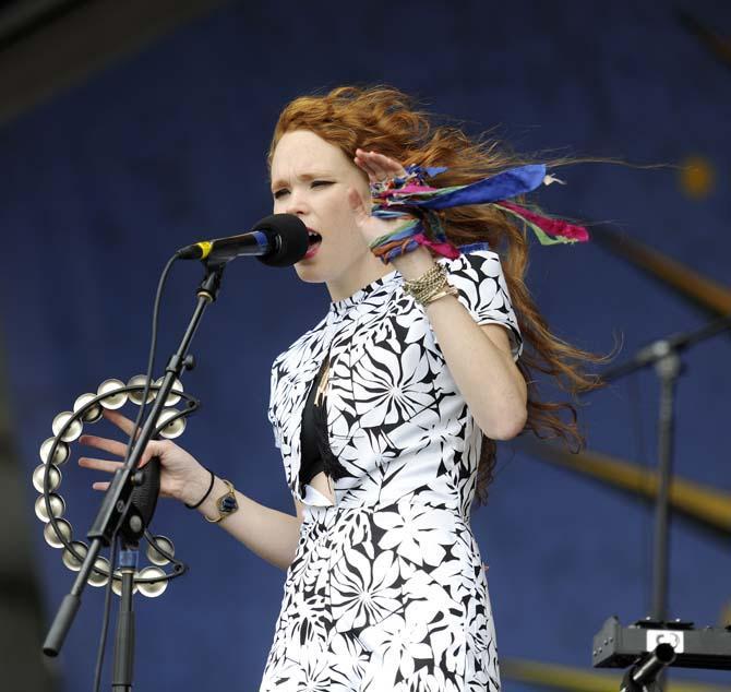 Royal Teeth vocalist Nora Patterson sings Sunday, April 27, 2014, during the New Orleans Jazz and Heritage Festival.