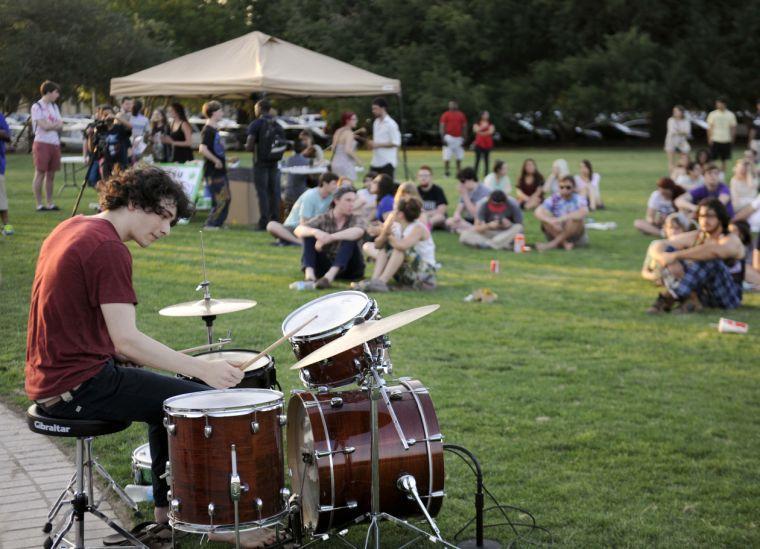 Funkin' Fierce drummer plays the Spring Greening Legalize Marijuana Festival on April, 24 2014 on the LSU Parade Grounds.