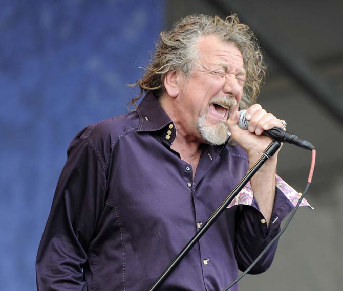 Led Zeppelin's Robert Plant sings Saturday, April 26, 2014, during the New Orleans Jazz and Heratige Festival in New Orleans.