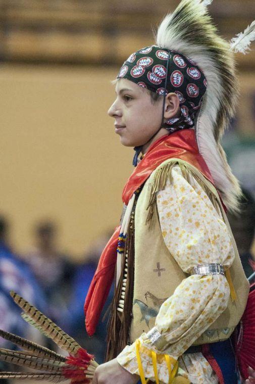 Kaliq Sims dances Saturday, April 5, 2014 during the 5th Annual LSU Native American Student Organization Spring Pow Wow held in Parker Coliseum.