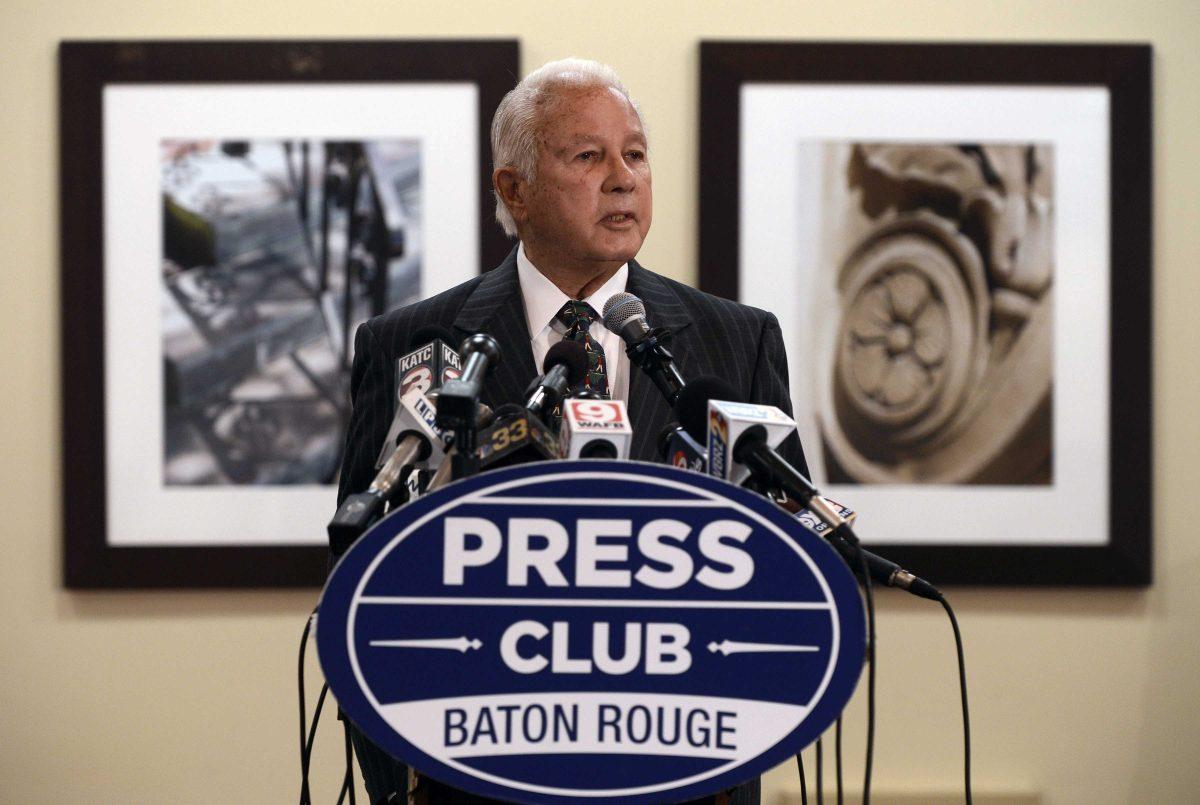 FILE - In this March 17, 2014 file photo, Former Louisiana Gov. Edwin Edwards speaks at the Baton Rouge Press Club in Baton Rouge, La. Whether Edwards wins or loses his bid for Louisiana&#8217;s 6th Congressional District seat, one thing is certain: the former governor&#8217;s entrance into the race dredges up negative national attention for the state and renewed conversations about a perceived culture of corruption. Edwards may want to talk about issues, but that doesn&#8217;t come without talk of his federal corruption conviction and the inevitable stereotype about Louisiana&#8217;s reputation for shady, backroom political dealing. (AP Photo/Travis Spradling)