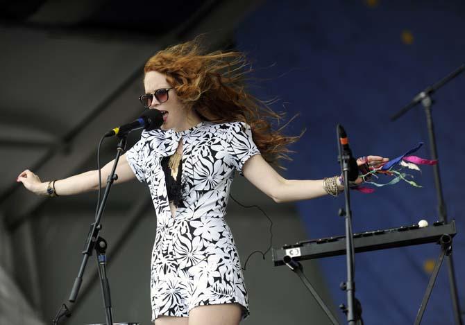 Royal Teeth vocalist Nora Patterson sings Sunday, April 27, 2014, during the New Orleans Jazz and Heritage Festival.