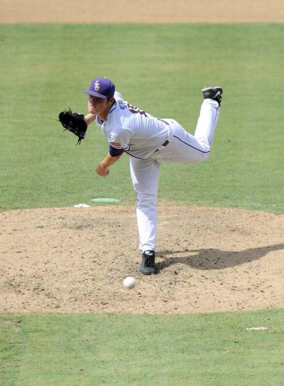 LSU freshman pitcher Jared Poche' (16) pitches the ball toward home plate Friday, May 30, 2014 during the Tigers' 8-4 victory against Southeastern Louisiana in Alex Box Stadium.