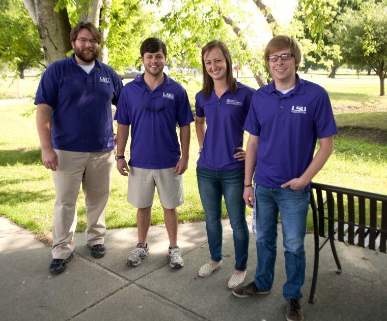 LSU engineering seniors (R to L) Sean King, Kaitlin Simmons, Carl Polito, and Jon Lawhun completed senior capstone projects with the help of their teams.