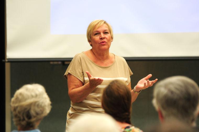 LSU FACES Laboratory Director Mary Manhein speaks to a crowd Saturday, June 21, 2014 at Bluebonnet Library in Baton Rouge.