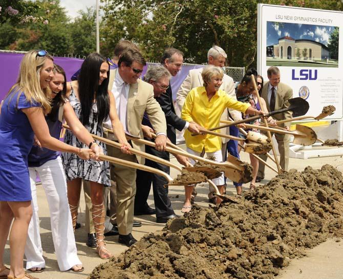 Breaking ground on the new LSU gymnastics facility Tuesday, July 22, 2014.