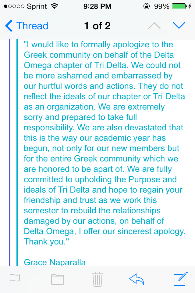 Greek Life: No Punishment for Tri Delta Senior Song