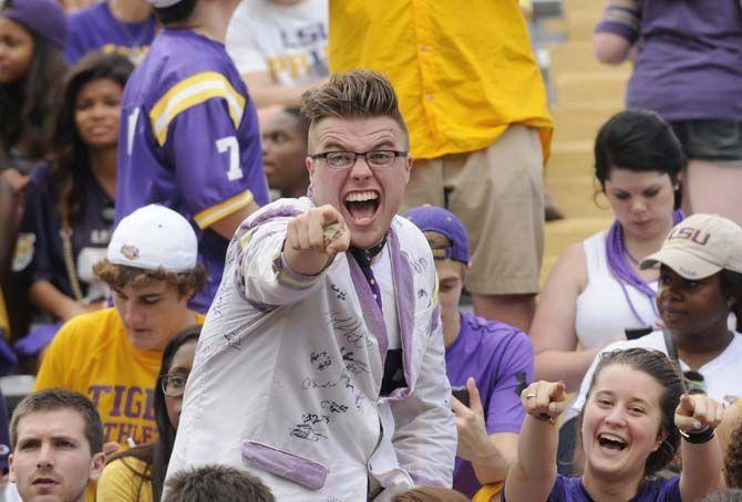 Students support the LSU football team before the game Saturday, September 6, 2014 inside Tiger Stadium.