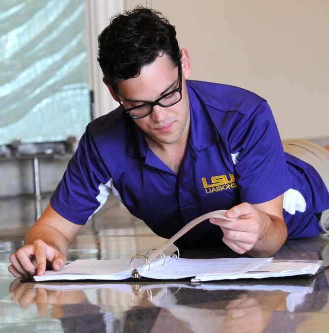 LSU theatre performance sophmore Curran Latas works on a composition for the musical "1000 Words."