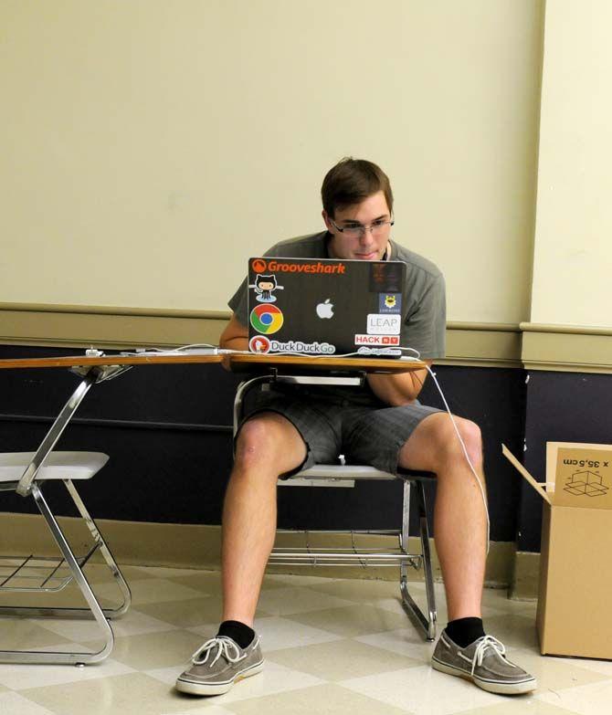 Hackathon participant concentrates during LSU's first 24 hour hacking event Saturday, August 30, 2014.