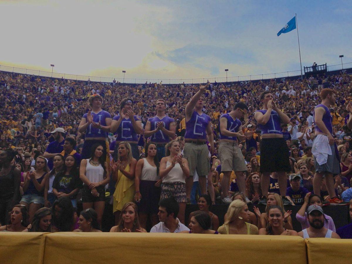 Painted Posse leads the LSU student section before the LSU vs. Sam Houston State game.&#160;