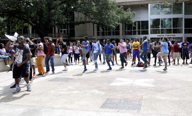 Students participated in a dance contest at free speech alley on Wednesday, September 24th, 2014.