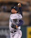 Seattle Mariners starting pitcher Felix Hernandez throws to the plate during the first inning of a baseball game against the Los Angeles Angels, Thursday Sept. 18, 2014, in Anaheim, Calif. (AP Photo/Mark J. Terrill)