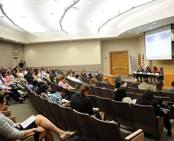 F. King Alexander speaks at the African American Male Educational Success Summit in Dalton Woods Auditorium Thursday September 18, 2014.