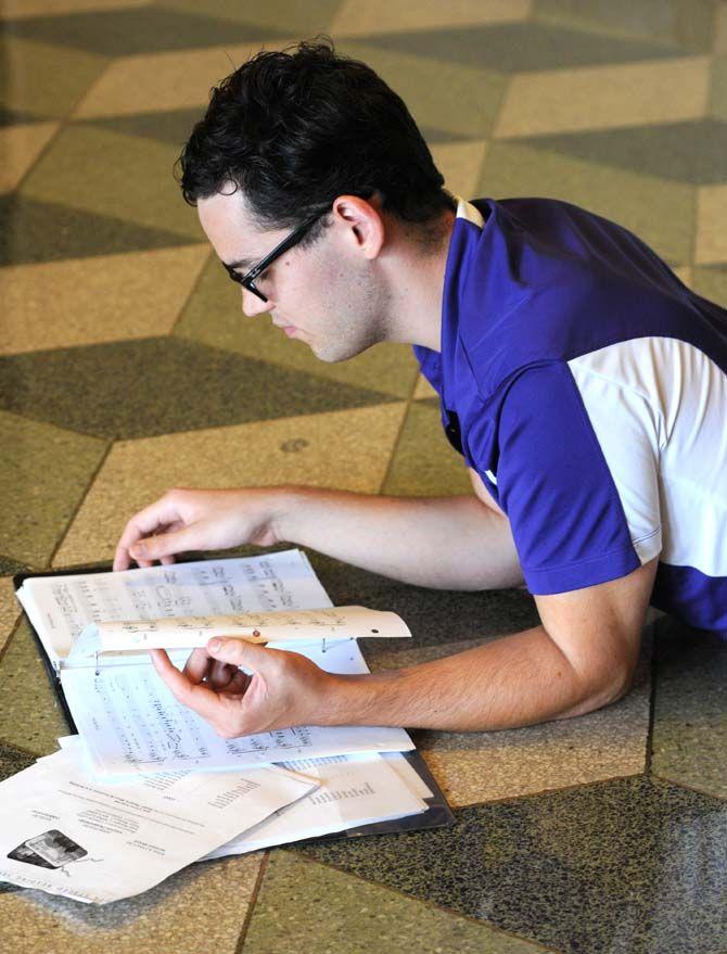 LSU theatre performance sophmore Curran Latas works on a composition for the musical "1000 Words."