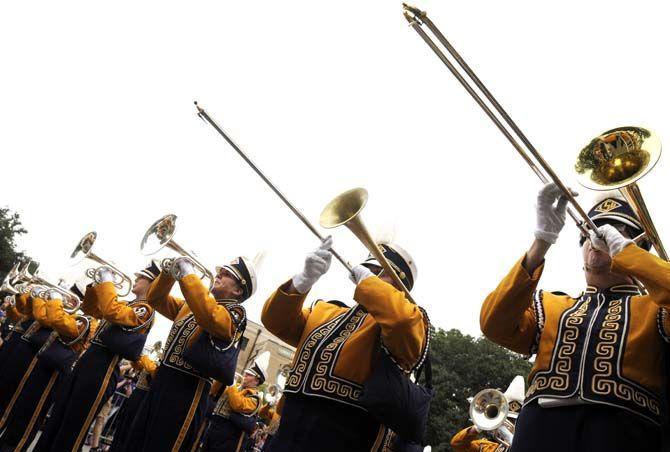 The LSU Tiger band plays for an enthusiastic crowd before the game on Saturday, September 13th, 2014.