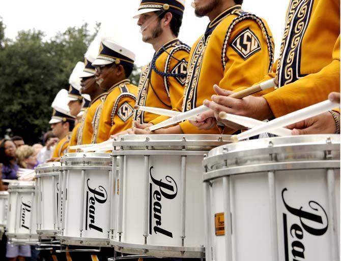 The LSU Tiger band plays for an enthusiastic crowd before the game on Saturday, September 13th, 2014.