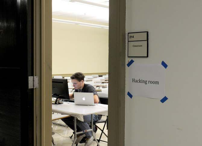 GeauxHack participant concentrates during LSU's first 24 hour hacking event Saturday, August 30, 2014.