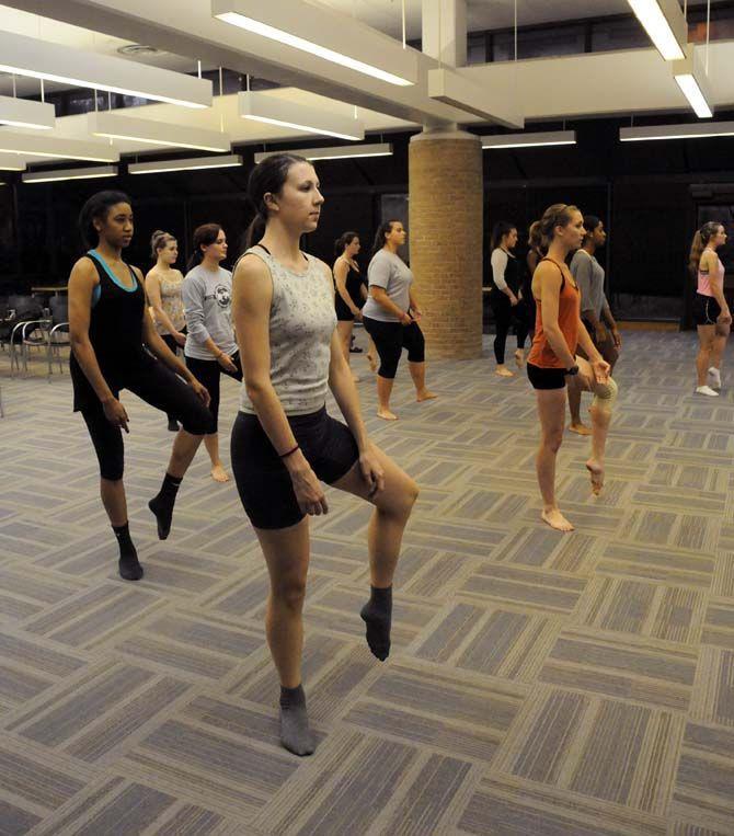 LSU Head of Dance professor Sandra Parks teaches an advance technique class where students will perform at the Fall Dance Concert at the Reilly Theatre on November 22 and 23.