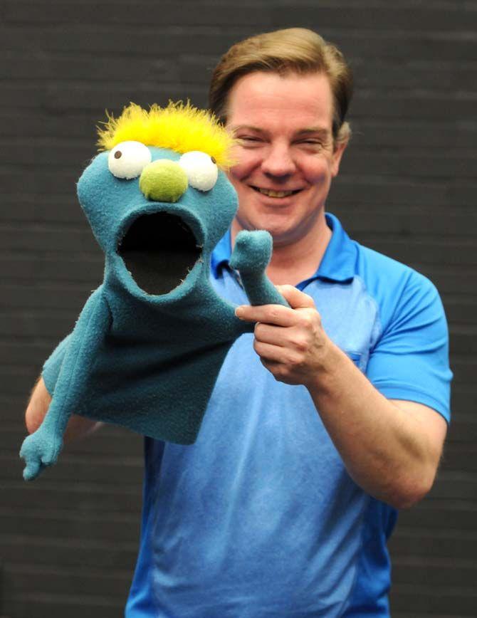 LSU professor John Lebret teaches Communication Studies 3900 in the Black Box Theatre where students build their own puppets and discuss puppet theory.