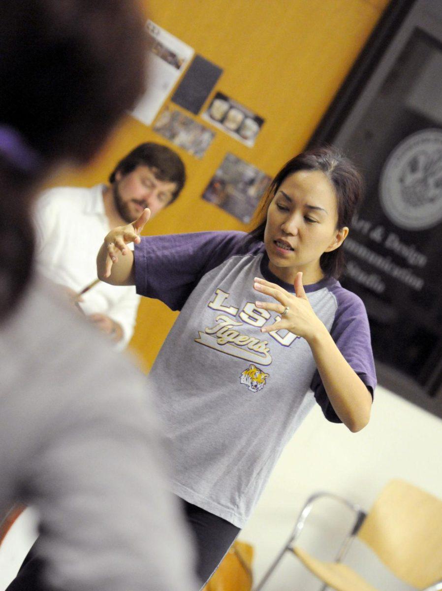 LSU Head of Dance professor Sandra Parks teaches an advance technique class where students will perform at the Fall Dance Concert at the Reilly Theatre on November 22 and 23.