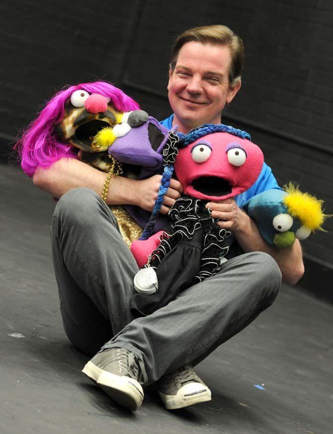 LSU professor John Lebret teaches Communication Studies 3900 in the Black Box Theatre where students build their own puppets and discuss puppet theory.