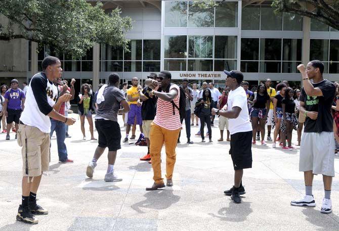 Students participated in a dance contest at free speech alley on Wednesday, September 24th, 2014.