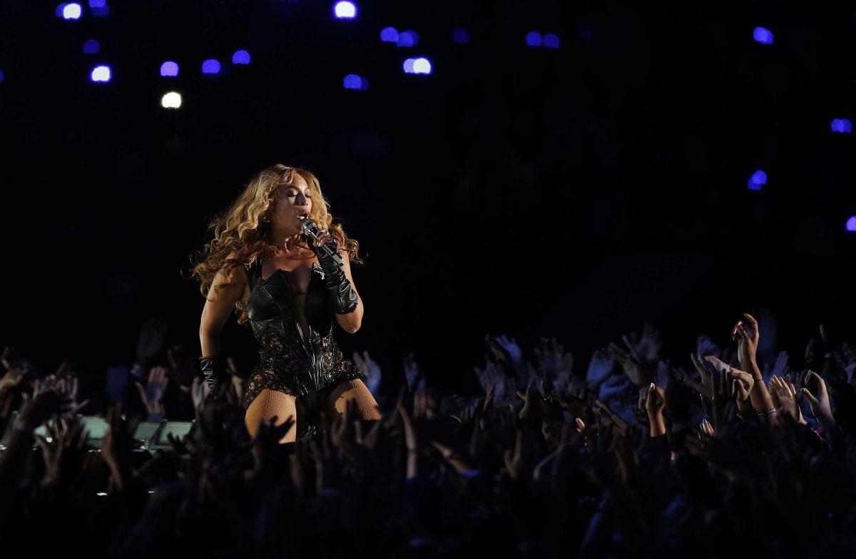 Beyonce performs during the halftime show of NFL Super Bowl XLVII football game between the San Francisco 49ers and the Baltimore Ravens, Sunday, Feb. 3, 2013, in New Orleans. (AP Photo/Bill Haber)