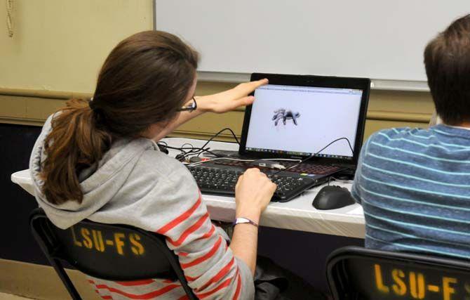 Student works on project at LSU's Hackathon Saturday, August 30, 2014.