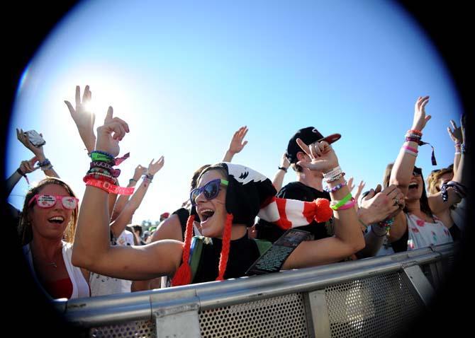 Festival goers dance during a set at the Le Plur Stage on Friday, Nov. 1, 2013 at the 2013 Voodoo Music + Arts Experience.