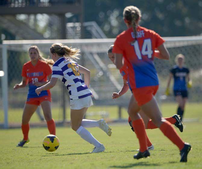 LSU women's soccer played Sunday, October 26, 2014 where Tigers lost 3-0 against Florida Gators.