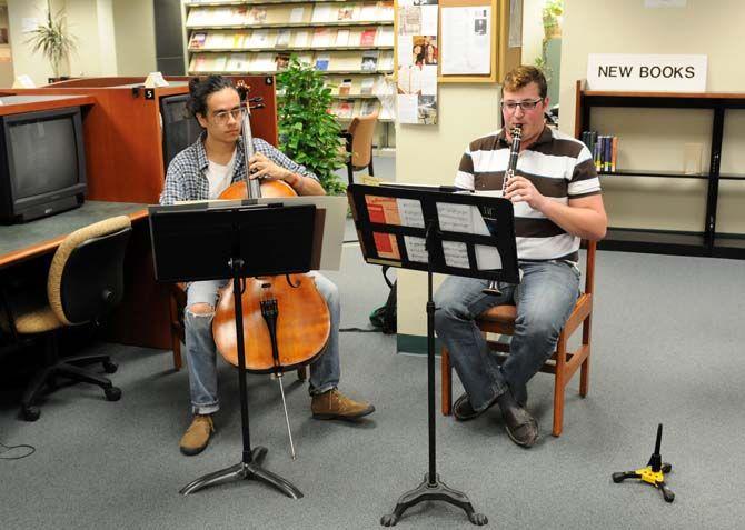 LSU&#160;School of Music&#160;students perform at Middleton Library during the Library Open House Wednesday, 29, 2014.