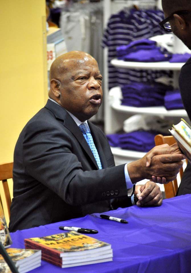 Civil rights activist and Congressman John Lewis held a book signing for "March" at Barnes and Noble at LSU on Tuesday.