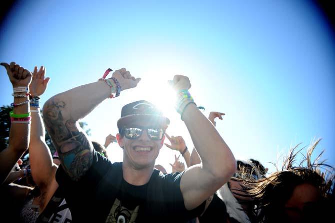 Festival goers dance during a set at the Le Plur Stage on Friday, Nov. 1, 2013 at the 2013 Voodoo Music + Arts Experience.