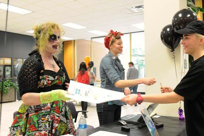 LSU's Middleton Library hosted a Halloween themed open house Wednesday, October 29, 2014 where students visited and checked in at different stations around the library to be entered into a drawing for a door prize.