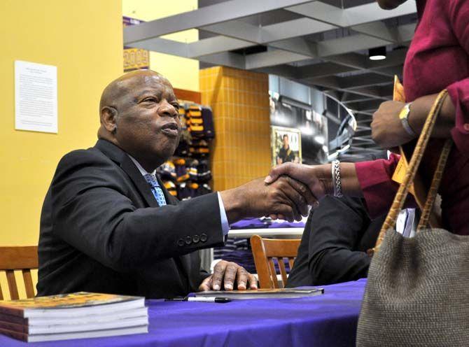 Civil rights activist and Congressman John Lewis held a book signing for "March" at Barnes and Noble at LSU on Tuesday.