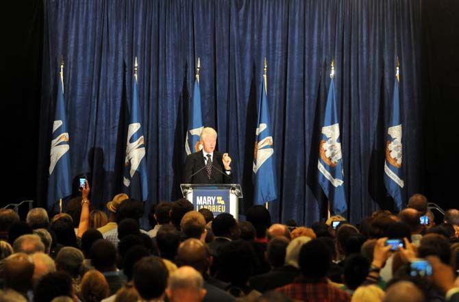 Former President Bill Clinton speaks at a campaign rally for incumbent Sen. Mary Landrieu (D-L.a.) in Baton Rouge on Monday.