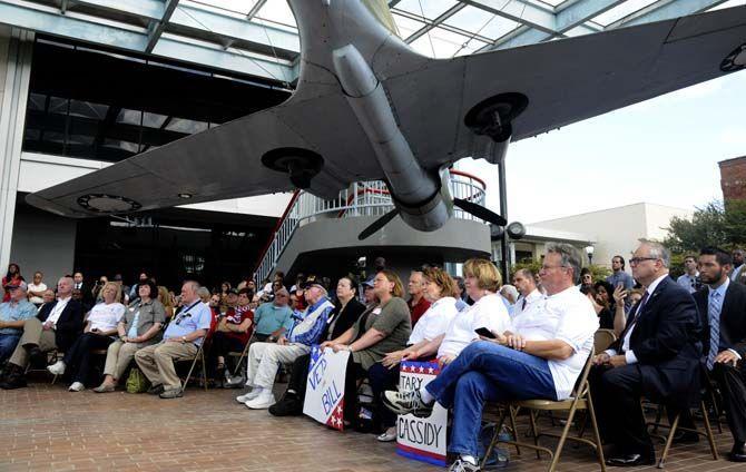 Veterans gathered for a Bill Cassidy and John McCain rally at the USS Kidd Veterans Museum on Monday.