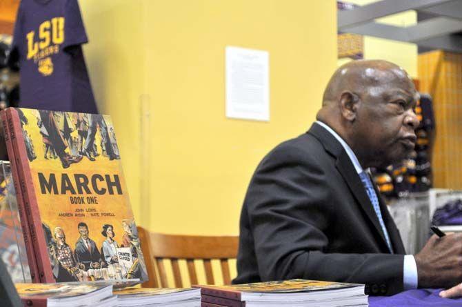 Civil rights activist and Congressman John Lewis held a book signing for "March" at Barnes and Noble at LSU on Tuesday.