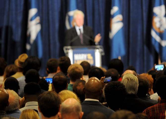 Former President Bill Clinton speaks at a campaign rally for incumbent Sen. Mary Landrieu (D-L.a.) in Baton Rouge on Monday.