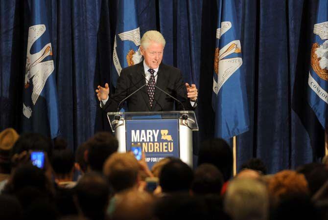 Former President Bill Clinton speaks at a campaign rally for incumbent Sen. Mary Landrieu (D-L.a.) in Baton Rouge on Monday.