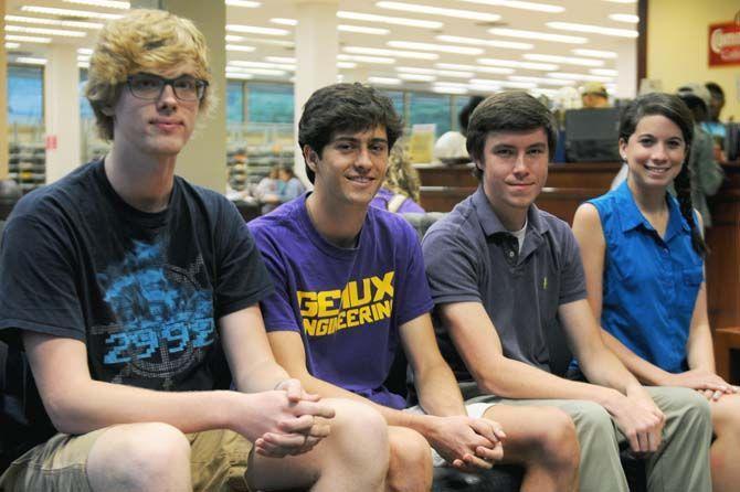 LSU mechanical engineer sophomores Austin Ober (left) and Connor Joslin along with juniors Jake Roblez and Giselle Medina (right) are the officers of the new Aerospace Club.