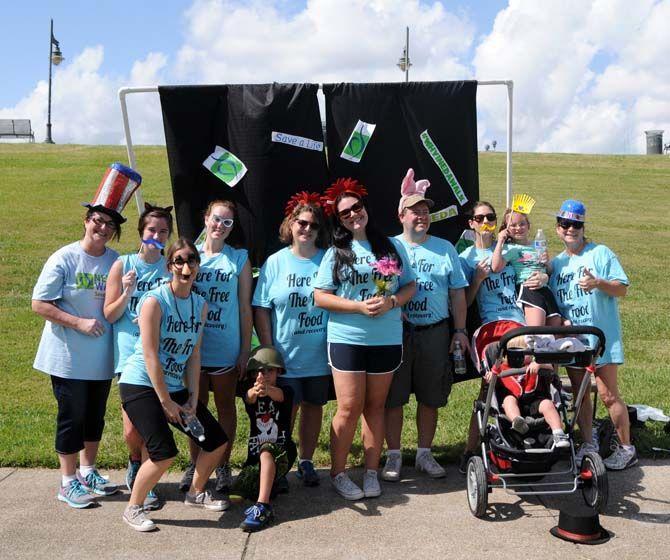 Team "Here for the Free Food" poses at the National Eating Disorder Association (NEDA) walk at the Riverfront Plaza on October 11, 2014