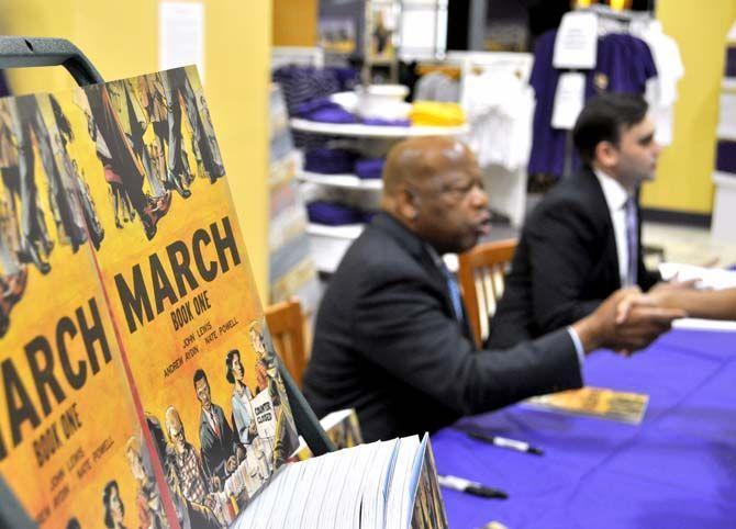 Civil rights activist and Congressman John Lewis held a book signing for "March" at Barnes and Noble at LSU on Tuesday.