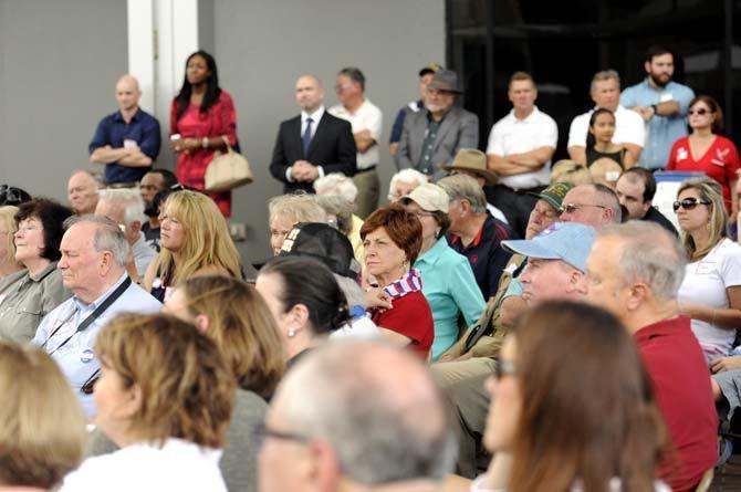 Veterans and supporters gathered for a Bill Cassidy rally at the USS Kidd Veterans Museum Monday.