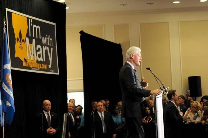 Former President Bill Clinton speaks at a campaign rally for incumbent Sen. Mary Landrieu (D-L.a.) in Baton Rouge on Monday.