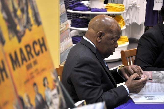 Civil rights activist and Congressman John Lewis held a book signing for "March" at Barnes and Noble at LSU on Tuesday.