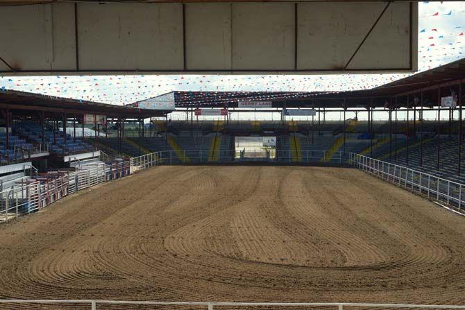 The Arena stands ready for Sunday&#8217;s rodeo.