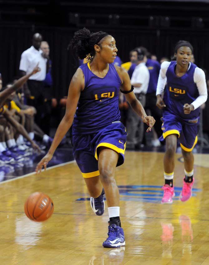 LSU women's basketball senior forward, Shelia Boykin (42), participates in Basketball Bayou Madness in the PMAC on Friday, October 17.