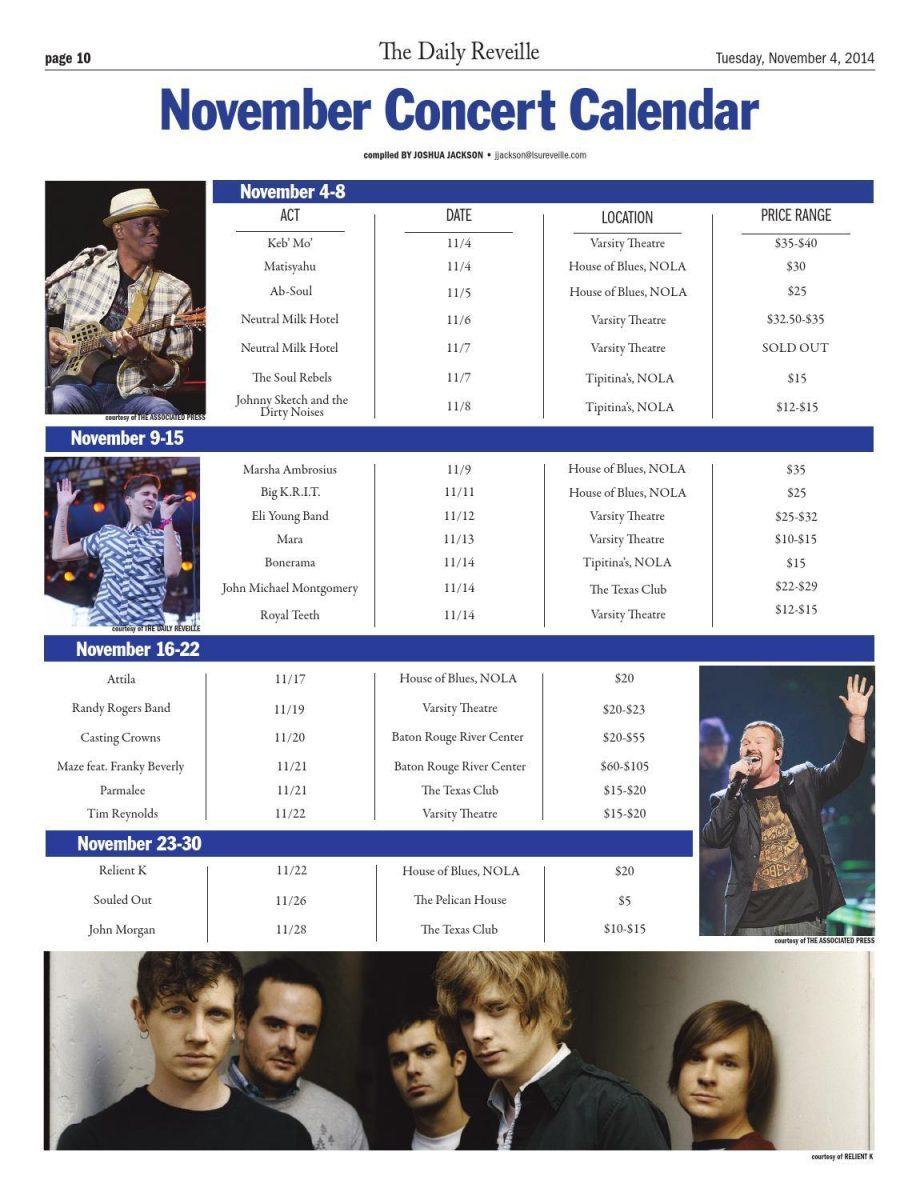 November Concert Calendar